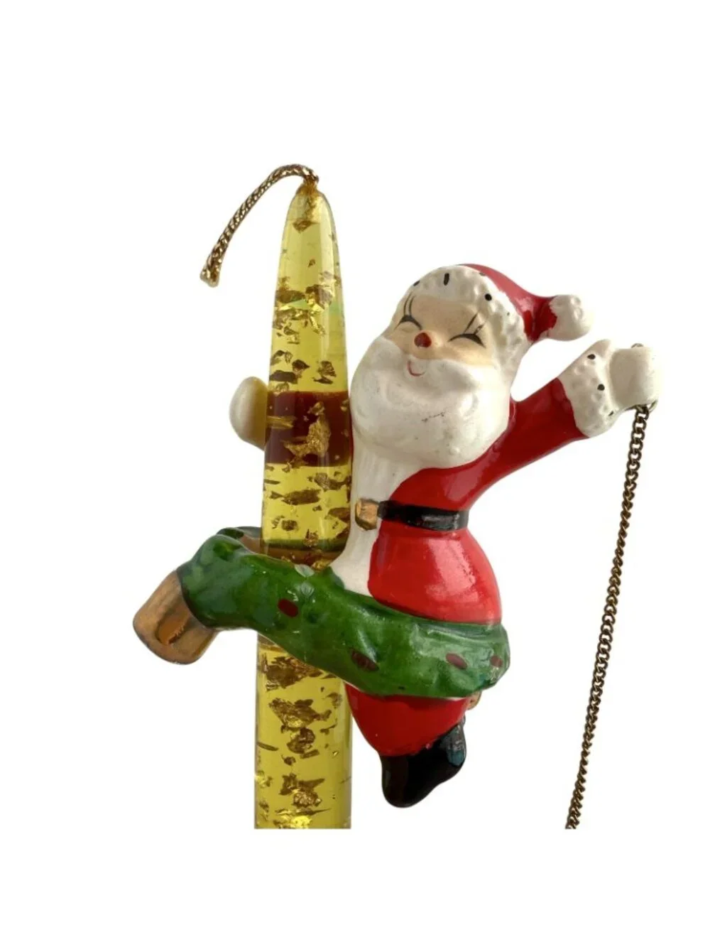Vintage Dan Brechner Santa Claus & Reindeer Candle Climber Holder *READ*